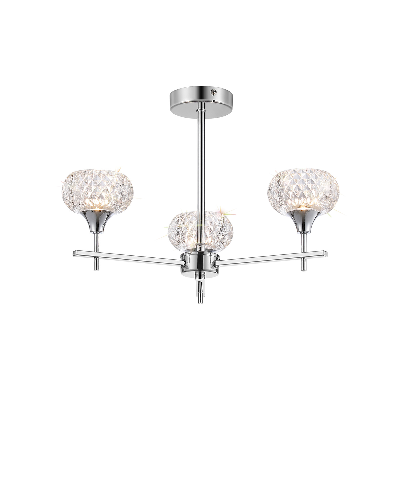 D0846CH  Aria Glass Fixed Pendant 3 Light IP44 Polished Chrome